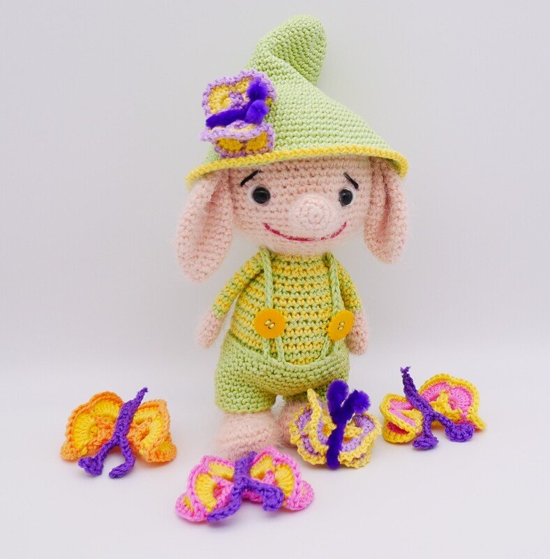 Häkelanleitung Wichtelchen Fynn mit den Schmetterlingen - Bild 9