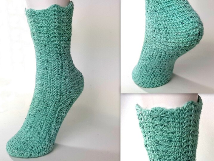 "Die Häkelsocken", No4, Toe-Up, wie gestrickt, Gr-34-45