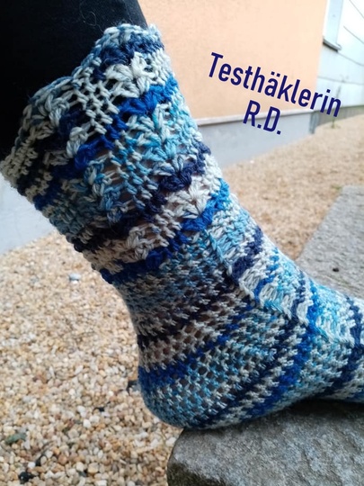 "Die Häkelsocken", No4, Toe-Up, wie gestrickt, Gr-34-45