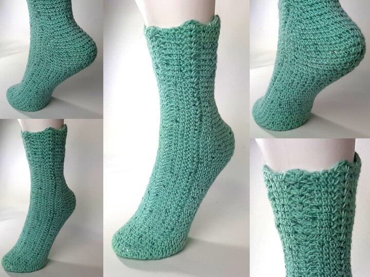 "Die Häkelsocken", No4, Toe-Up, wie gestrickt, Gr-34-45
