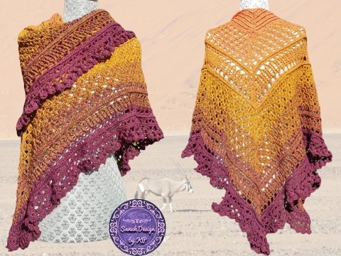 Häkelanleitung "Erinnerung an die Namib" Dreiecktuch