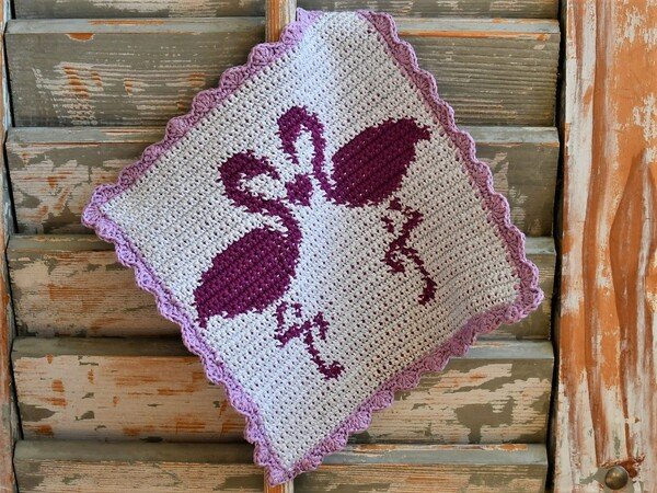 Crochet Pattern Potholders "Flamingo LOVE"