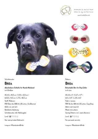 BRIDA Bow for Dog Collar in 4 sizes Sewing Pattern