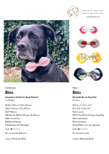 BRIDA Schleife für Hunde 4 Gr. Nähanleitung+Schnitt