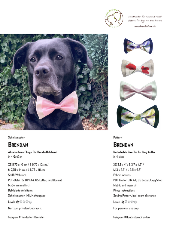 BRENDAN detachable Bow Tie for dogs in 4 sizes Sewing Pattern - Image 5