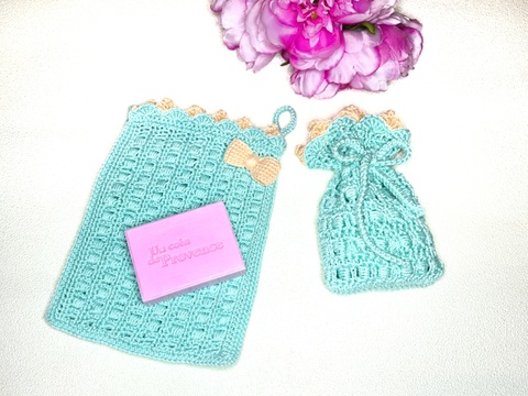 Waschlappen und Seifensäckchen "Romance" Set