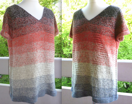 Rhombo - V-Ausschnitt-Shirt aus einem Farbverlaufsbobbel