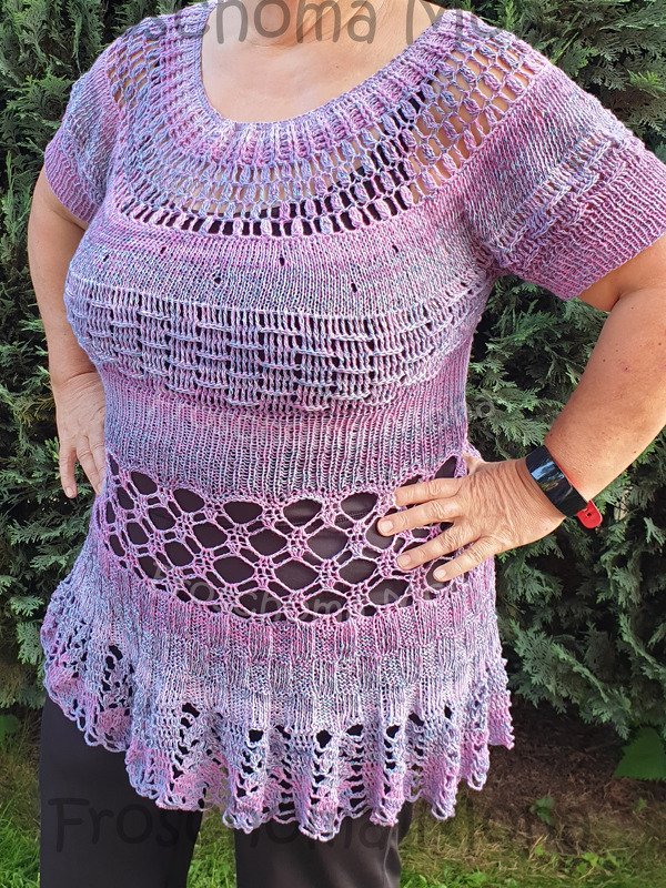 Tunika mit Rundpasse einfach „ Mumi-Mustermix “ gehäkelt / gestrickt - Bild 2