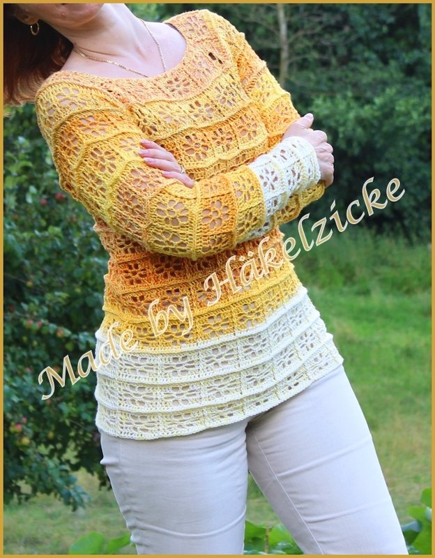 Häkelanleitung Sommerpulli *Magic Flowers*  RVO/Raglan alle Größen möglich - Bild 7