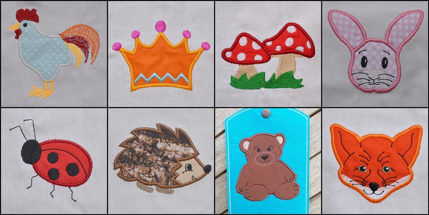 Stickdateien Applikationen1 für den 10x10 Rahmen