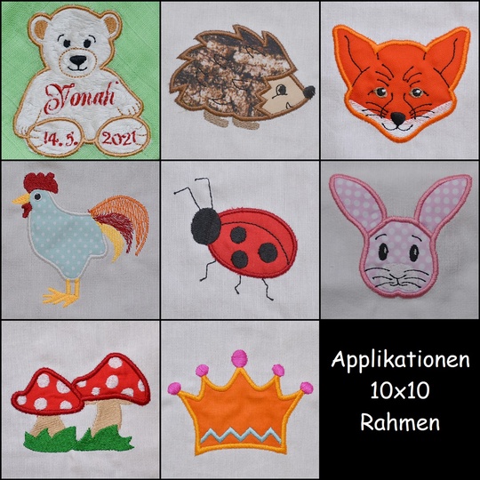 Stickdateien Applikationen1 für den 10x10 Rahmen