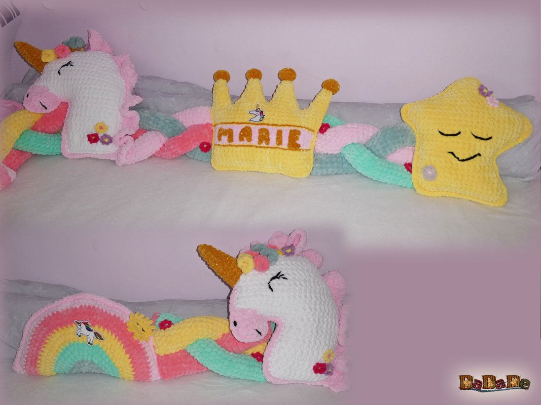 Bettrolle Einhorn, oder Kuschelkissen, Häkelanleitung von Dadade - Bild 2