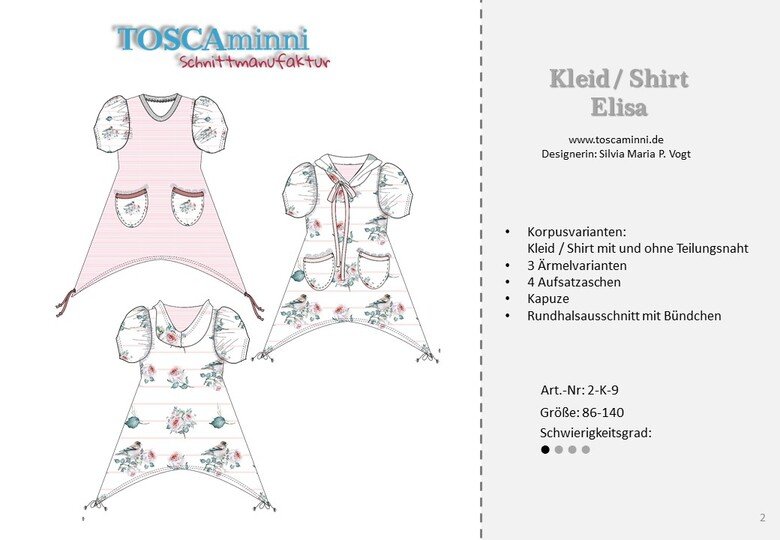 Kleid Elisa Gr. 86-140 Nähanleitung und Schnittmuster