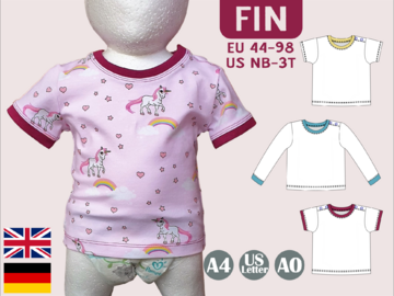 Babyshirt „Fin“ – Jerseyshirt mit Knopfleiste, kurzen/langen Ärmeln 44–98