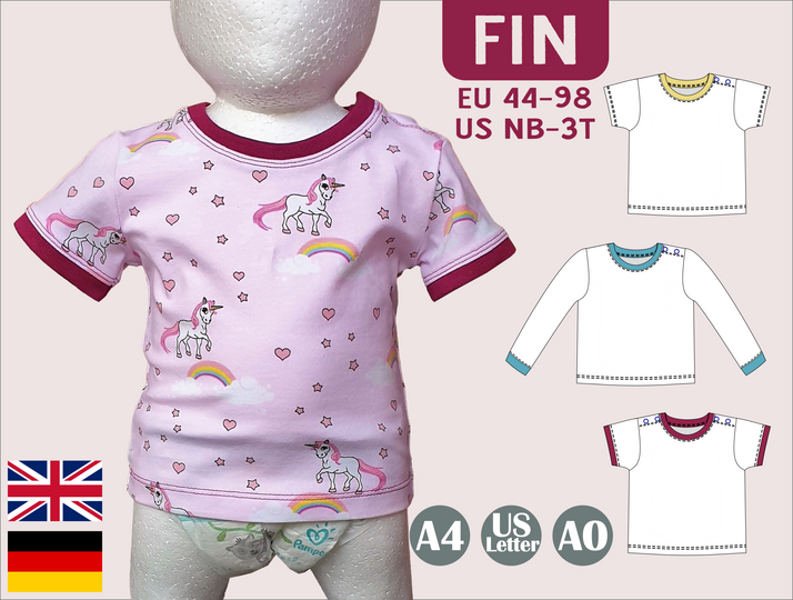 Fin Baby Shirt – Buttoned Shoulder Shirt EU 44–98 / US 0–3T