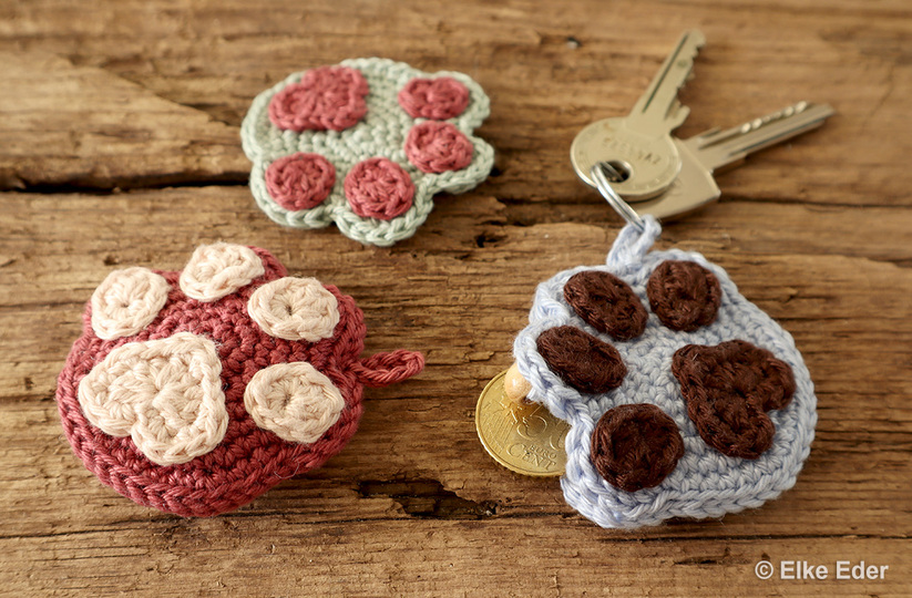 Pocket Dangler "Paws" - little Coin Purse, Key Ring, Appliqué