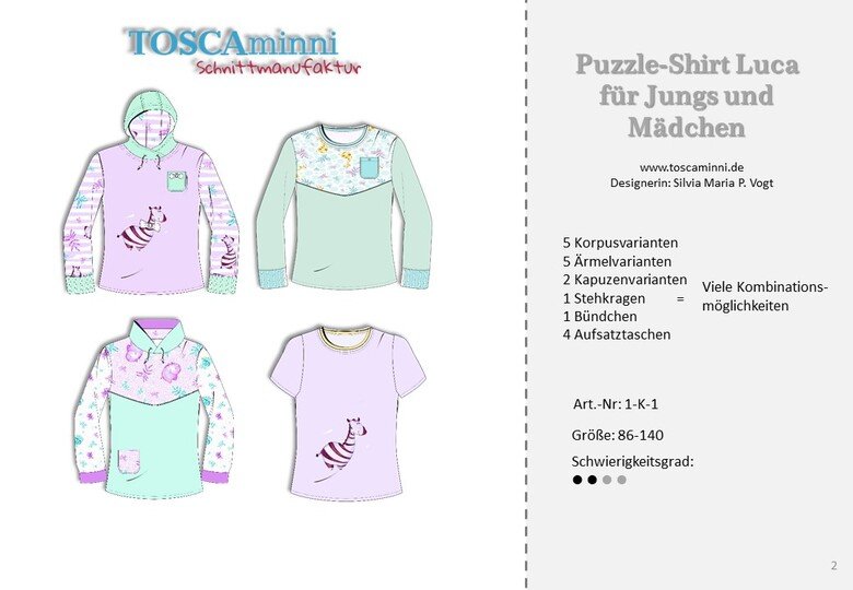 Kinderhoodie Luca Gr. 86-140 Schnittmuster und Nähanleitung