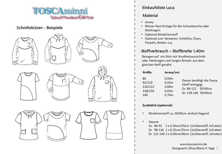 Kinderhoodie Luca Gr. 86-140 Schnittmuster und Nähanleitung