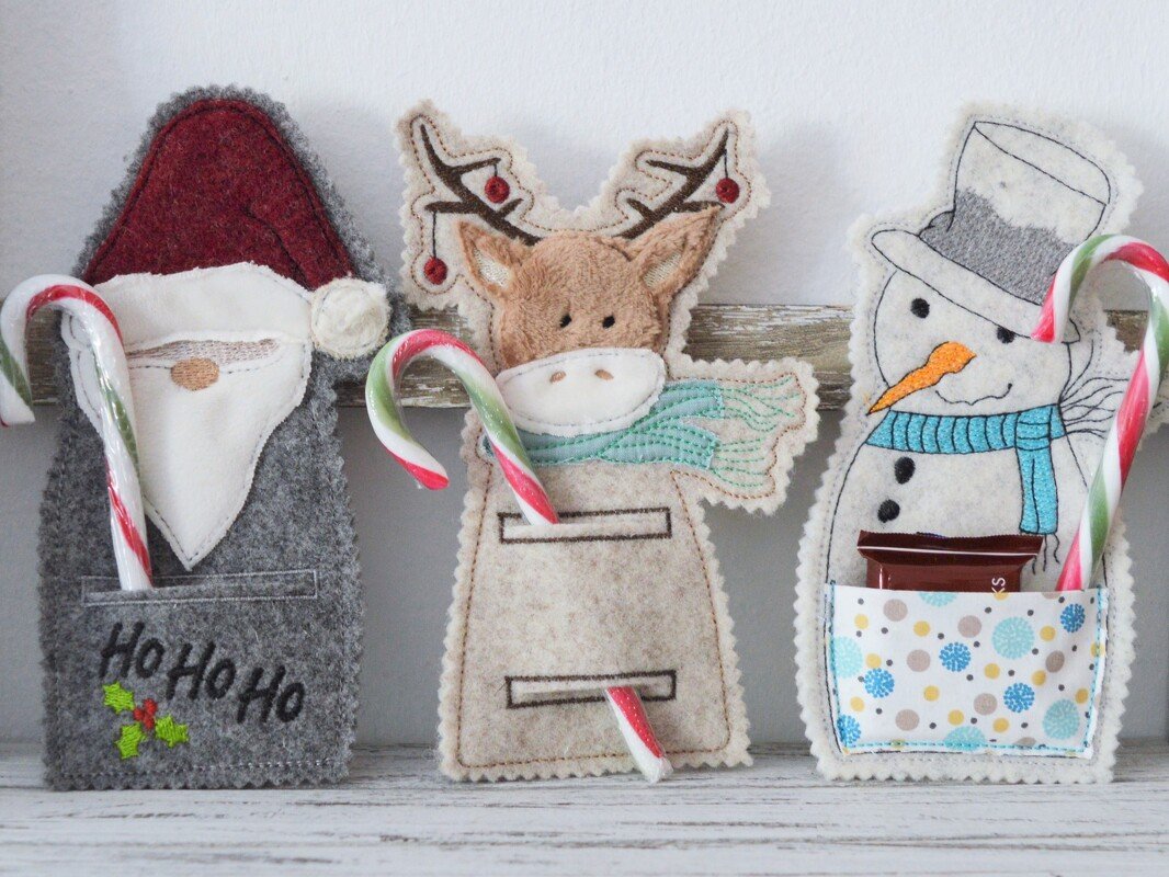 Stickdatei Weihnachten Nikolaus Schneemann Stiefel ITH 13x18cm