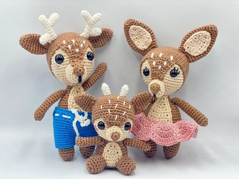 Häkelanleitung - Rehfamilie (Amigurumi)