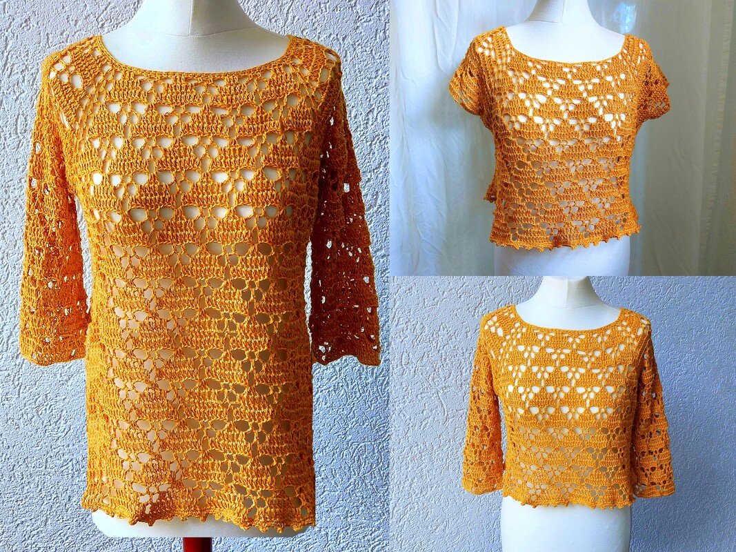 Pullover, Shirt, "Florenza", Häkeln, alle Größen, RVO