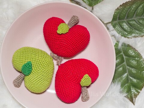 kleine Herz-Äpfel, Häkelanleitung