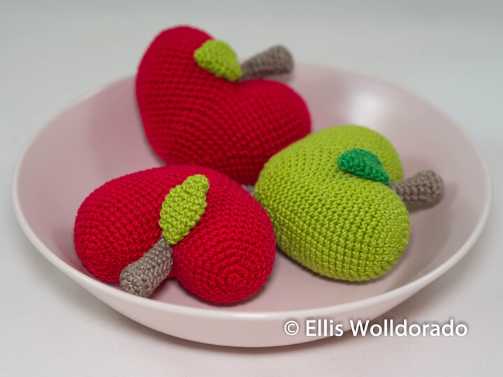 kleine Herz-Äpfel, Häkelanleitung