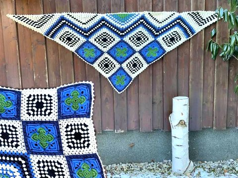 Großes Granny-Dreieckstuch