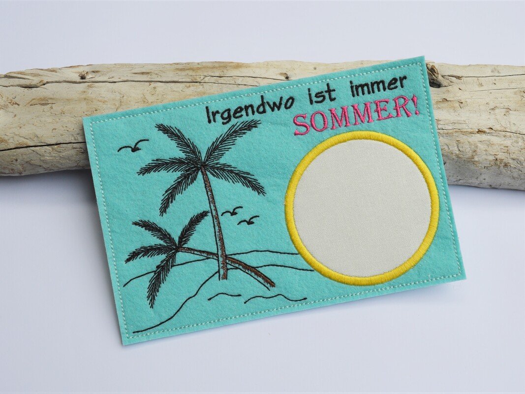 Stickdatei Meer Palmen Strand Untersetzer Mugrug verschiedene Größen - Bild 4