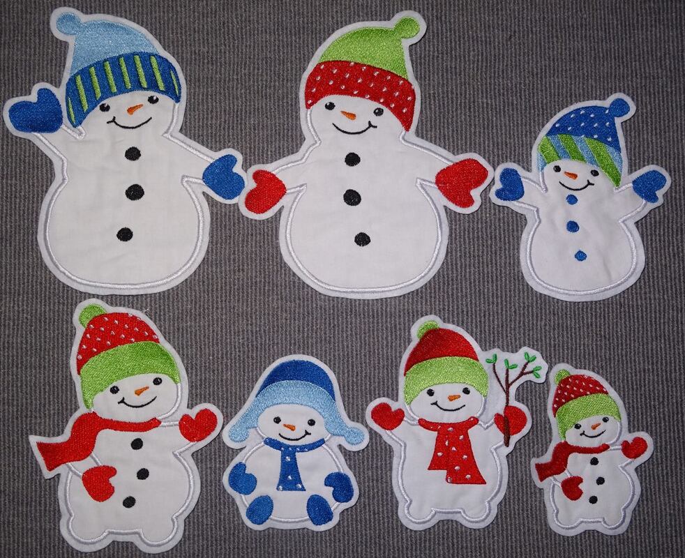 Schneemann Familie 10 - 23cm Stickdatei