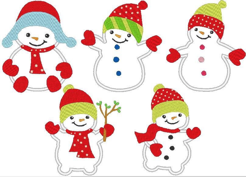 Schneemann Familie 10 - 23cm Stickdatei - Bild 2