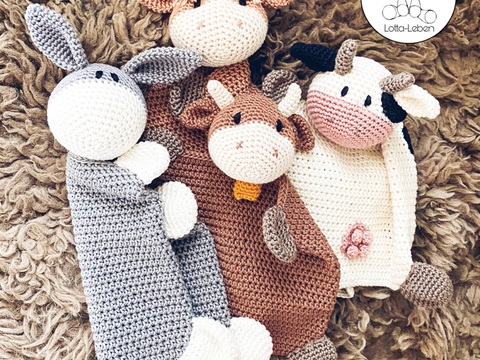 Crochet Pattern Bundle Baby Comforter Cows & Donkey