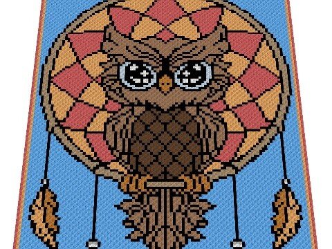 Häkelmuster * EULE * Grafik für C2C Decke