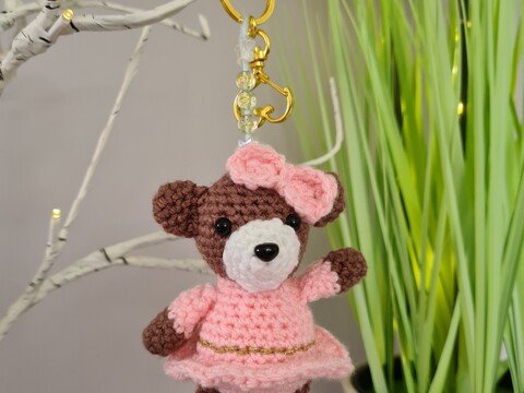 Häkelanleitung Schlüsselanhänger Ballerina-Bärchen