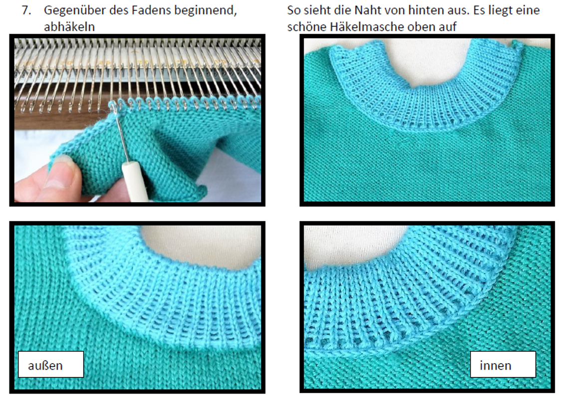 Anleitung für Strickmaschine 4 Halsbündchen, Knopfloch uvm - Bild 2