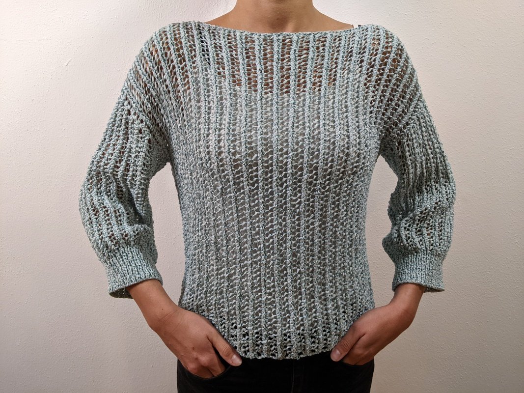 Strickanleitung Lochmuster Pullover mit Dreiviertelarmen - Bild 2