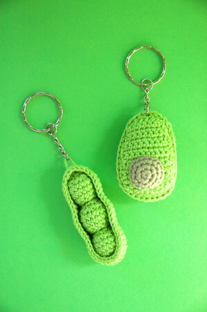 2 in 1 Bundle Avocado and Peas in Pod Key Chain Crochet Pattern