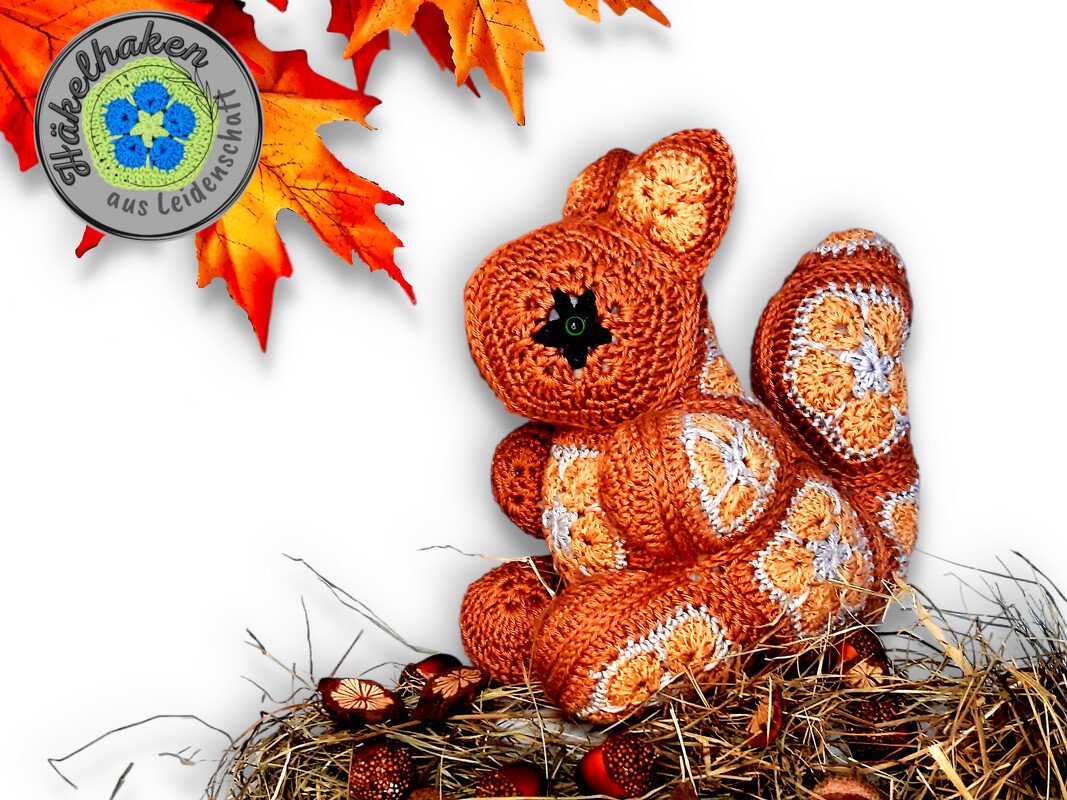 Bella the Squirrel crocheted with African Flowers