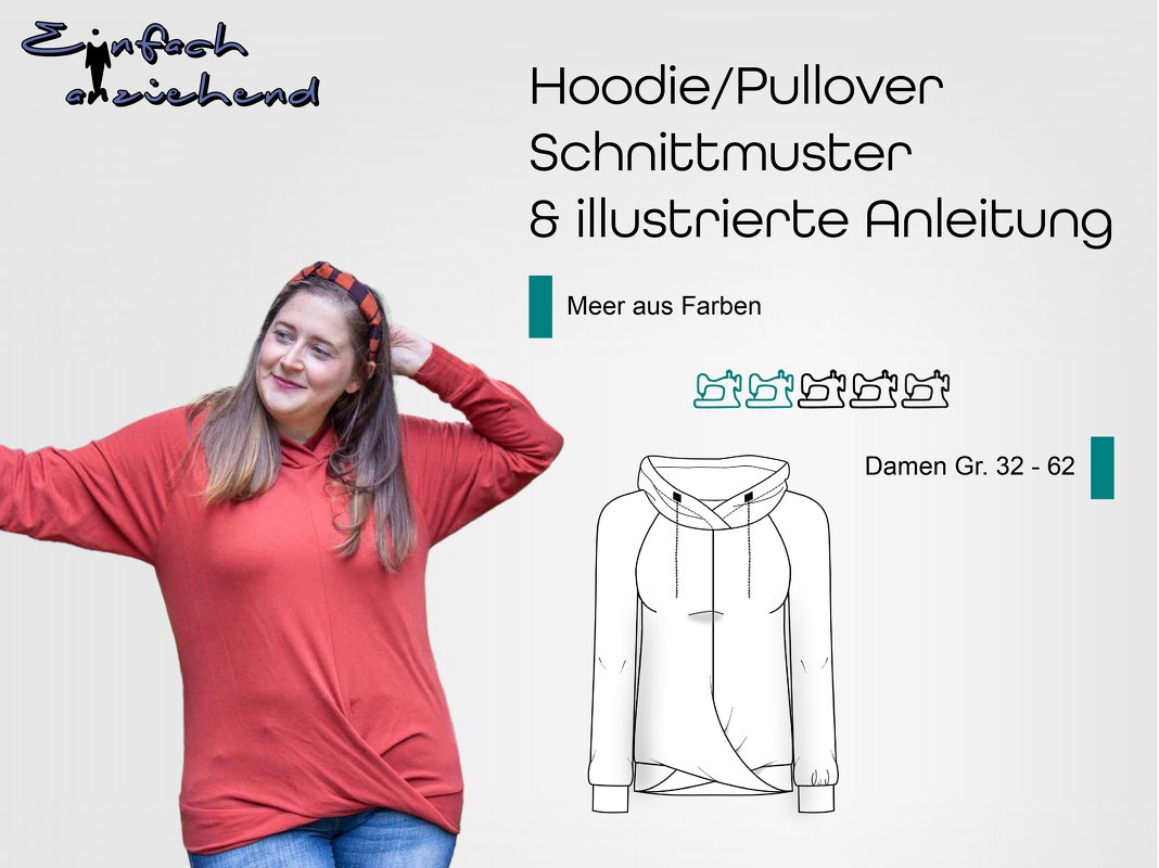 Schnittmuster Pullover/Hoodie Meer aus Farben Gr. 32 - 62
