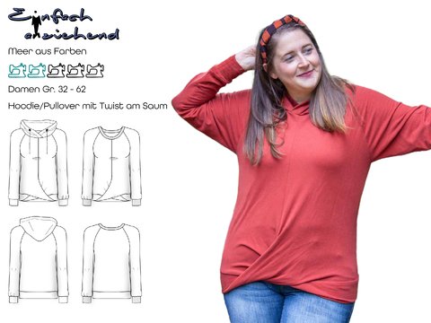 Schnittmuster Pullover/Hoodie mit Twist am Saum Damen Gr. 32 - 62