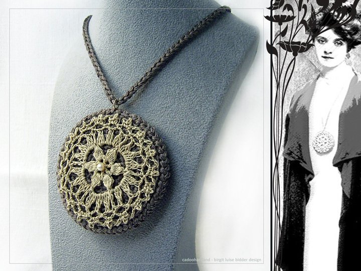 Kette häkeln, "Luise-Victoria", Statement, Lagenlook, lange Kette