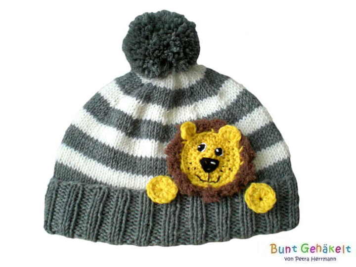 knitted baby hat, 3 sizes, crochet applications