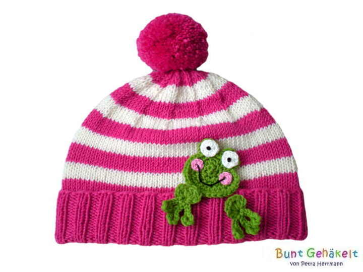 knitted baby hat, 3 sizes, crochet applications