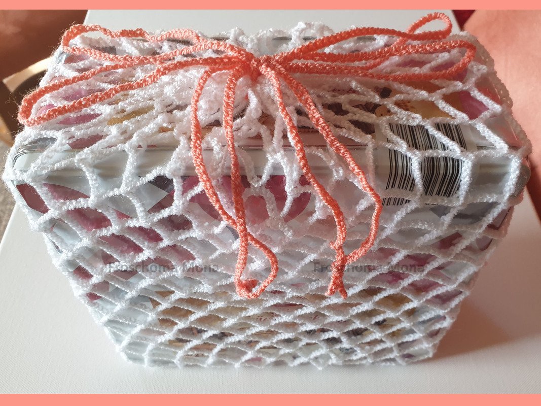 Obstnetz Gemüsenetz Einkaufsnetz häkeln Beutel " Zieh mich zu “ Anleitung - Bild 3