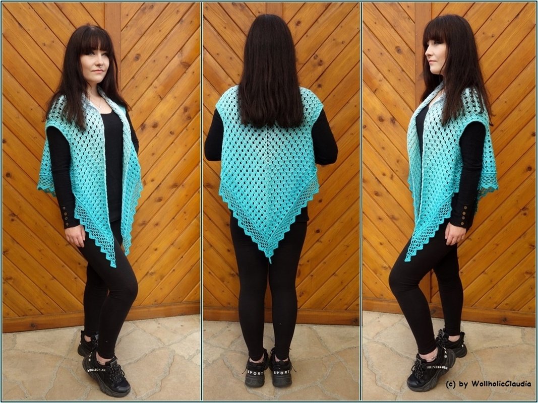 Häkelanleitung Tuchweste / Weste "Cassandra" - alle Größen