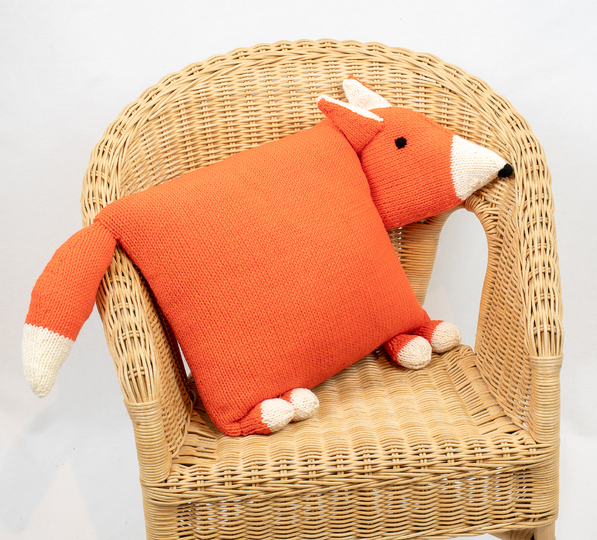 Strickanleitung Tierkissen Fuchs Foxie, größe 30x30 cm, Anfängerfreundlich