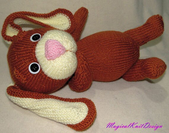 Brownie the sweet bunny row by row knitting pattern with photo-tutorial