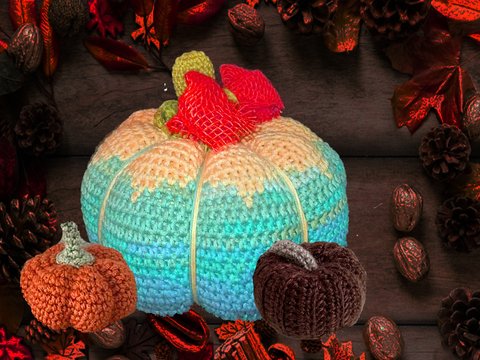 herbstliche Kürbis Dekoration Häkelanleitung