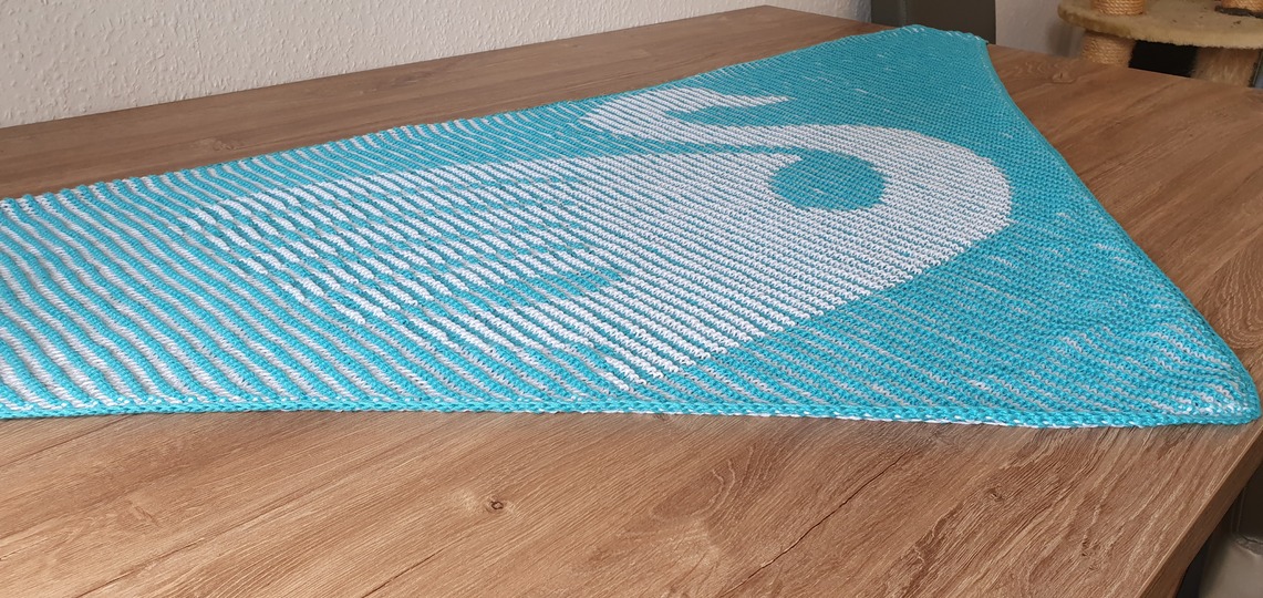 Schwan, Schattenstricken, Illusionsstricken, Motivtuch