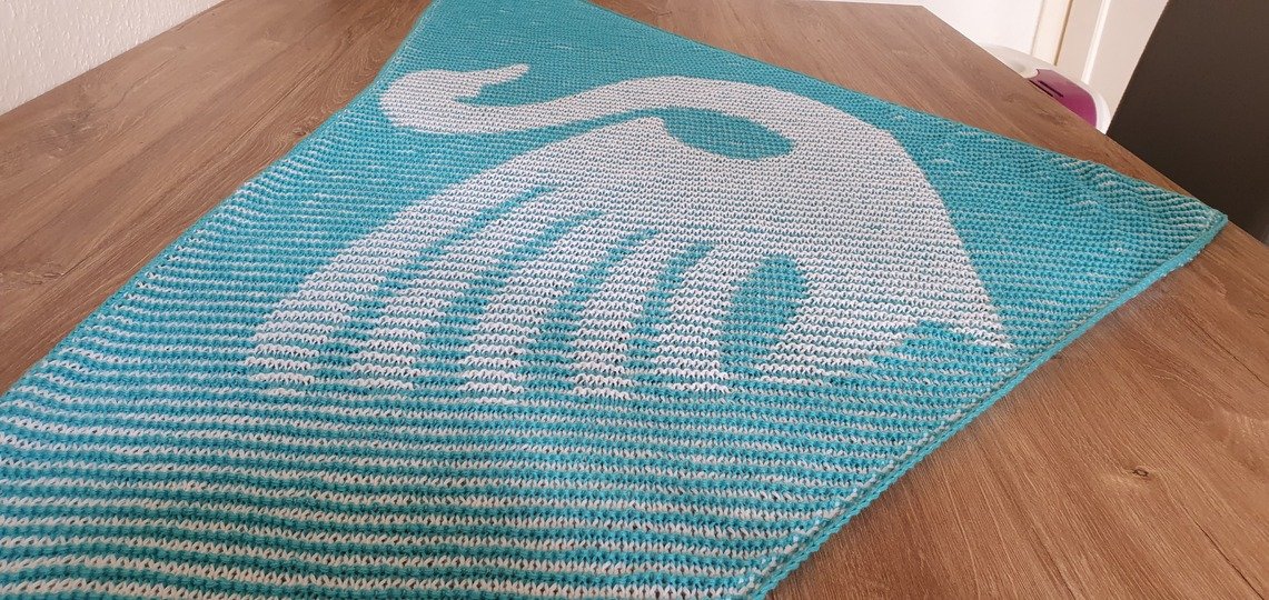 Swan, Shadow Knitting, Illusion Knitting, Motif Shawl